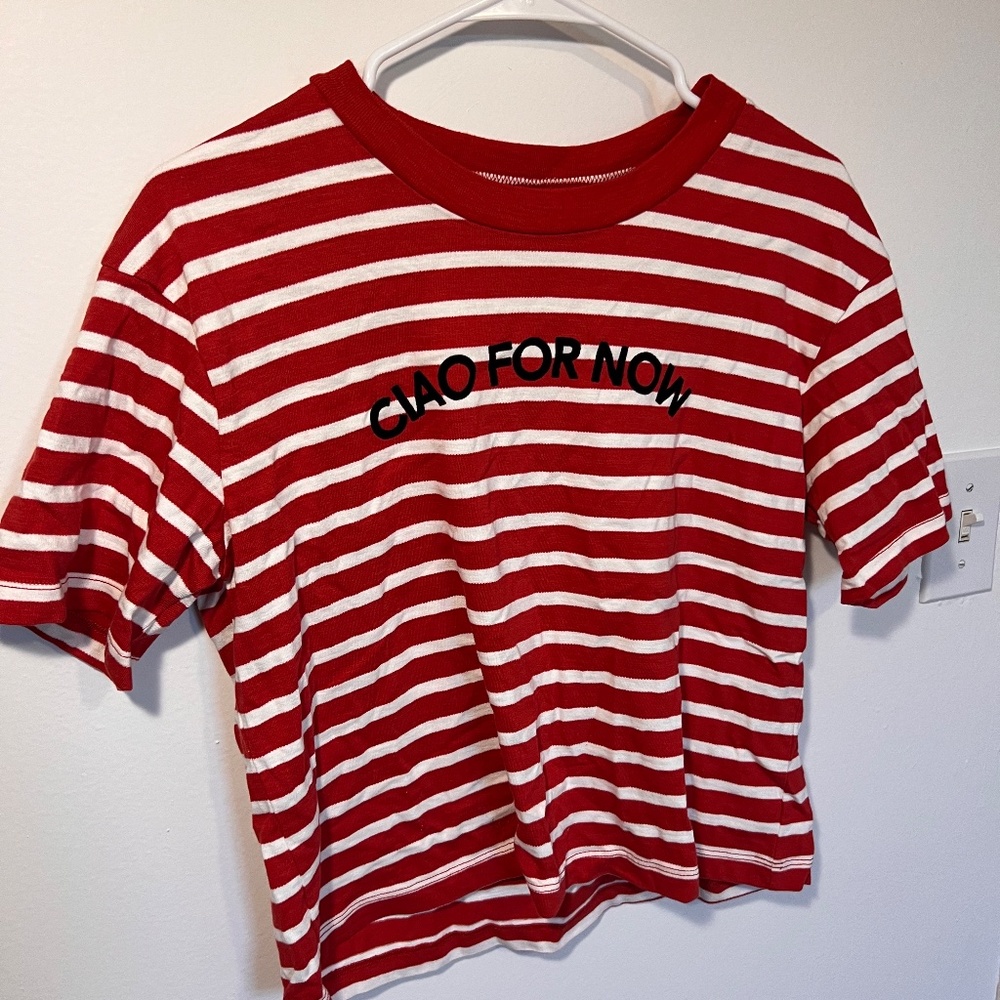 New With Tags Striped Ciao For Now Tee Madewell Size Small Red and White - Picture 3 of 7